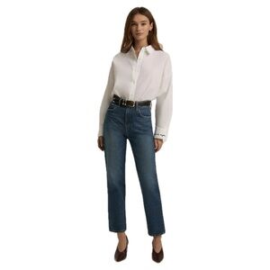 Favorite Daughter Valentina Super High Rise Straight Cambridge Blue Denim Jeans